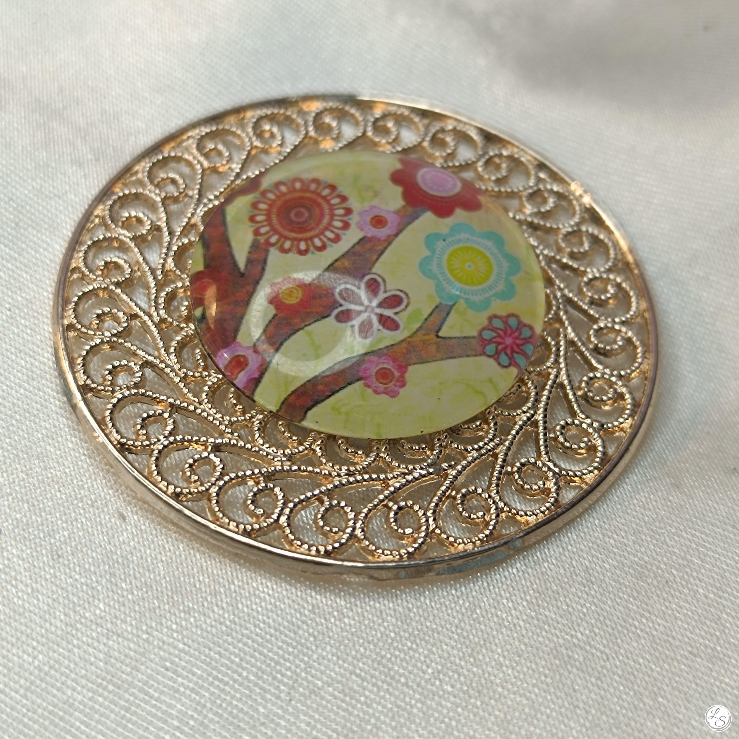 Accroche clés aimanté pour sac CRÉATION UNIQUE "Mandala fleur sur rose" – Image 3