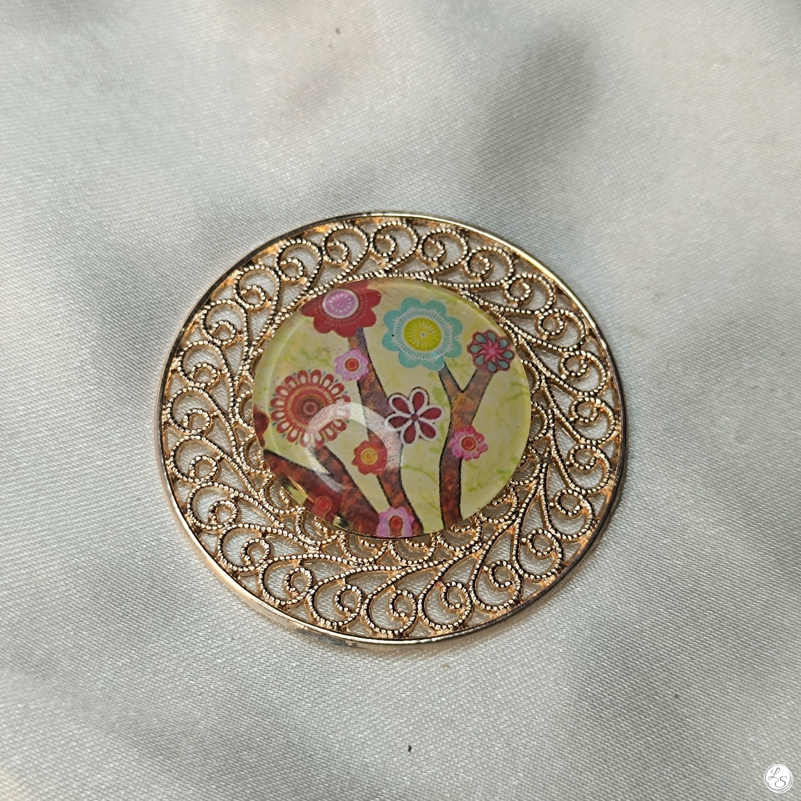 Accroche clés aimanté pour sac CRÉATION UNIQUE "Mandala fleur sur rose" – Image 2