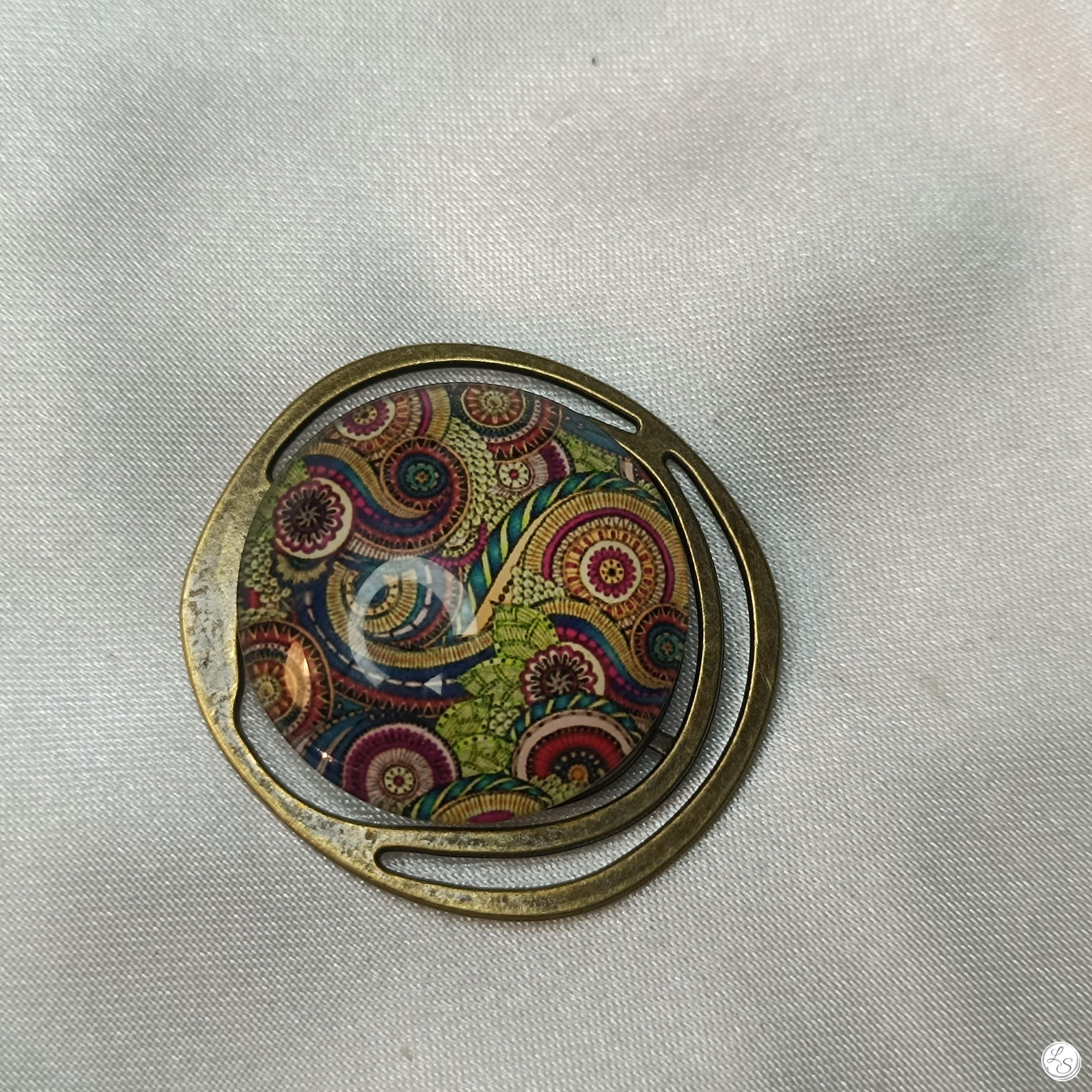 Accroche clés aimanté pour sac CRÉATION UNIQUE "Mandala multi sur bronze"