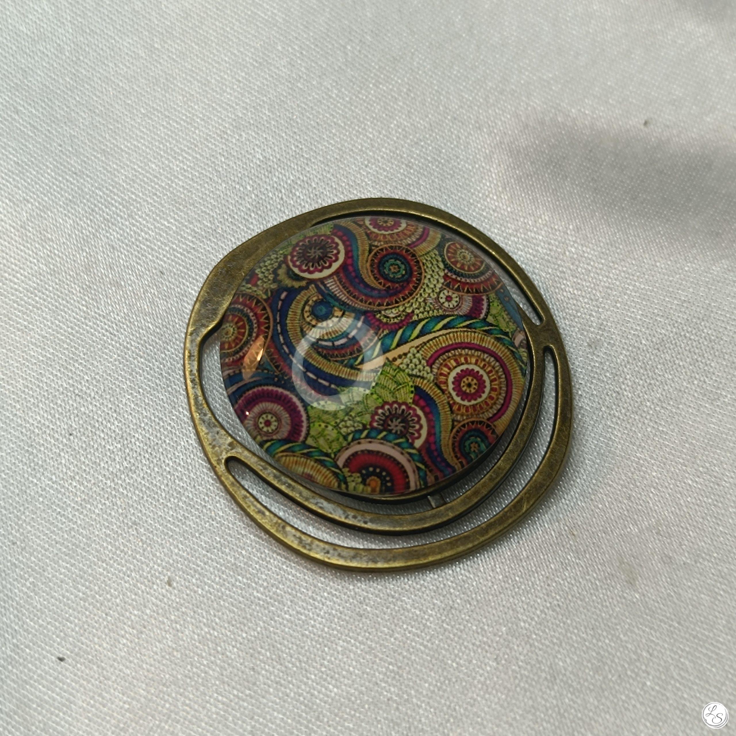 Accroche clés aimanté pour sac CRÉATION UNIQUE "Mandala multi sur bronze" – Image 3