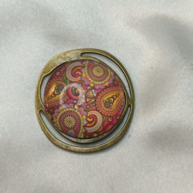 Accroche clés aimanté pour sac CRÉATION UNIQUE "Mandala teinte cuivre sur bronze"