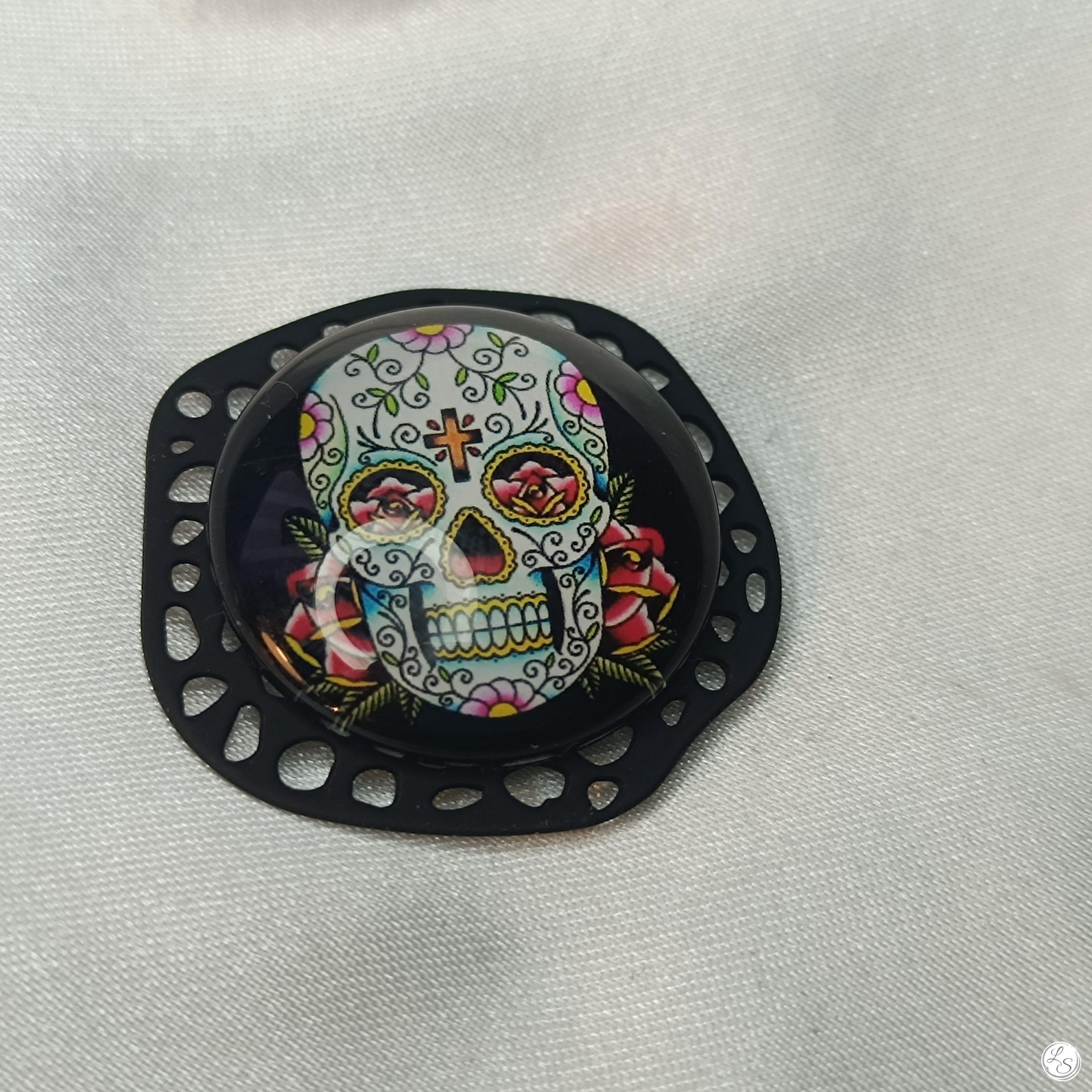 Accroche clés aimanté pour sac CRÉATION UNIQUE "Tête de mort Calavera noir" – Image 3