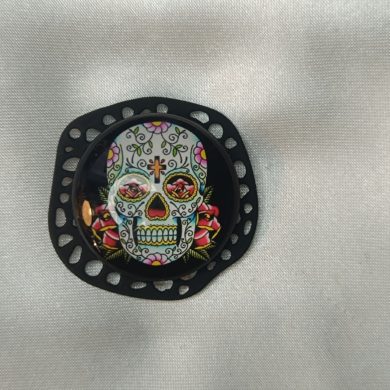 Accroche clés aimanté pour sac CRÉATION UNIQUE "Tête de mort Calavera noir"