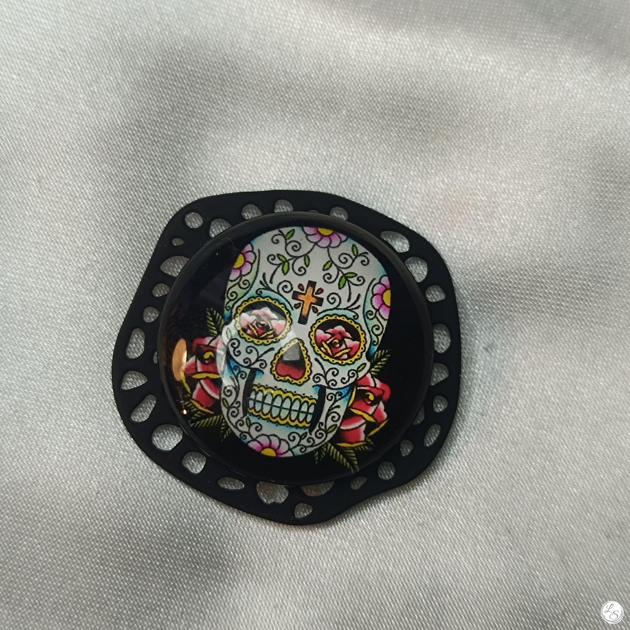 Accroche clés aimanté pour sac CRÉATION UNIQUE "Tête de mort Calavera noir" – Image 2
