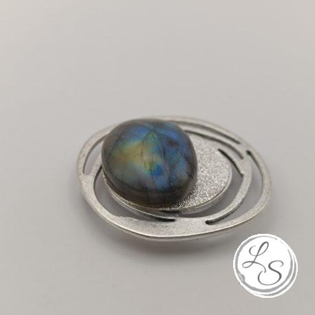 BROCHE AIMANTÉE CRÉATION UNIQUE "Labradorite sur médaillon spirale" – Image 5