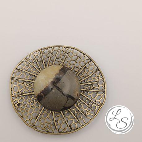 BROCHE AIMANTÉE CRÉATION UNIQUE  "Septaria grand médailloln bronze" – Image 2