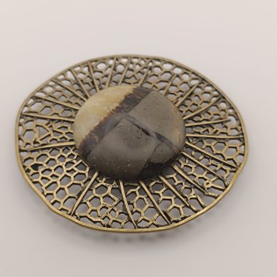BROCHE AIMANTÉE CRÉATION UNIQUE  "Septaria grand médailloln bronze"