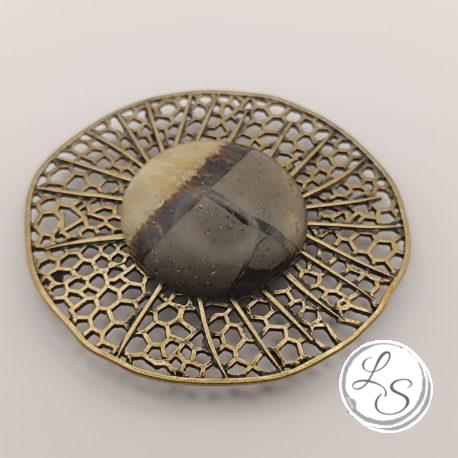 BROCHE AIMANTÉE CRÉATION UNIQUE  "Septaria grand médailloln bronze"