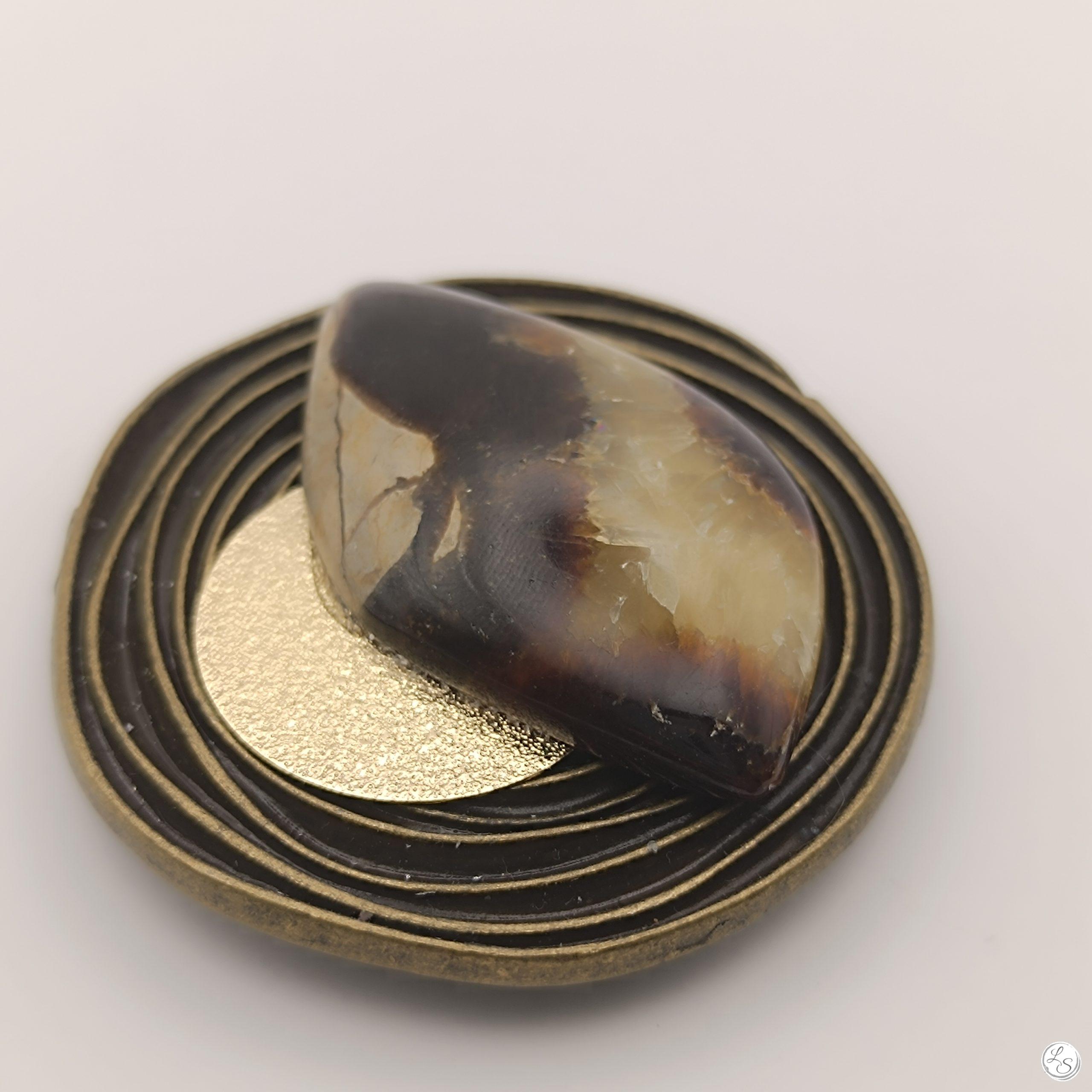 BROCHE AIMANTÉE CRÉATION UNIQUE "Septaria bronze"