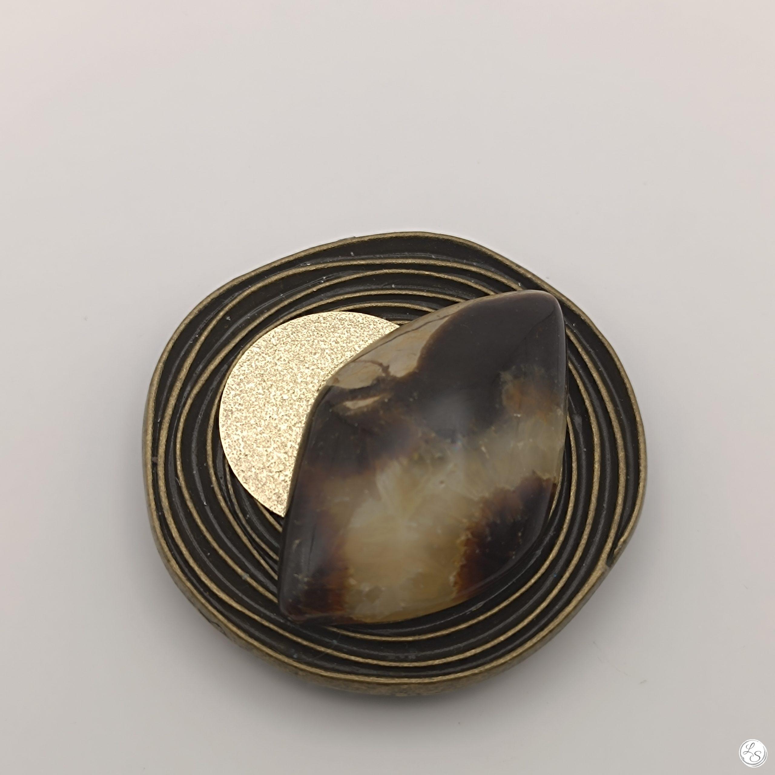 BROCHE AIMANTÉE CRÉATION UNIQUE "Septaria bronze" – Image 2