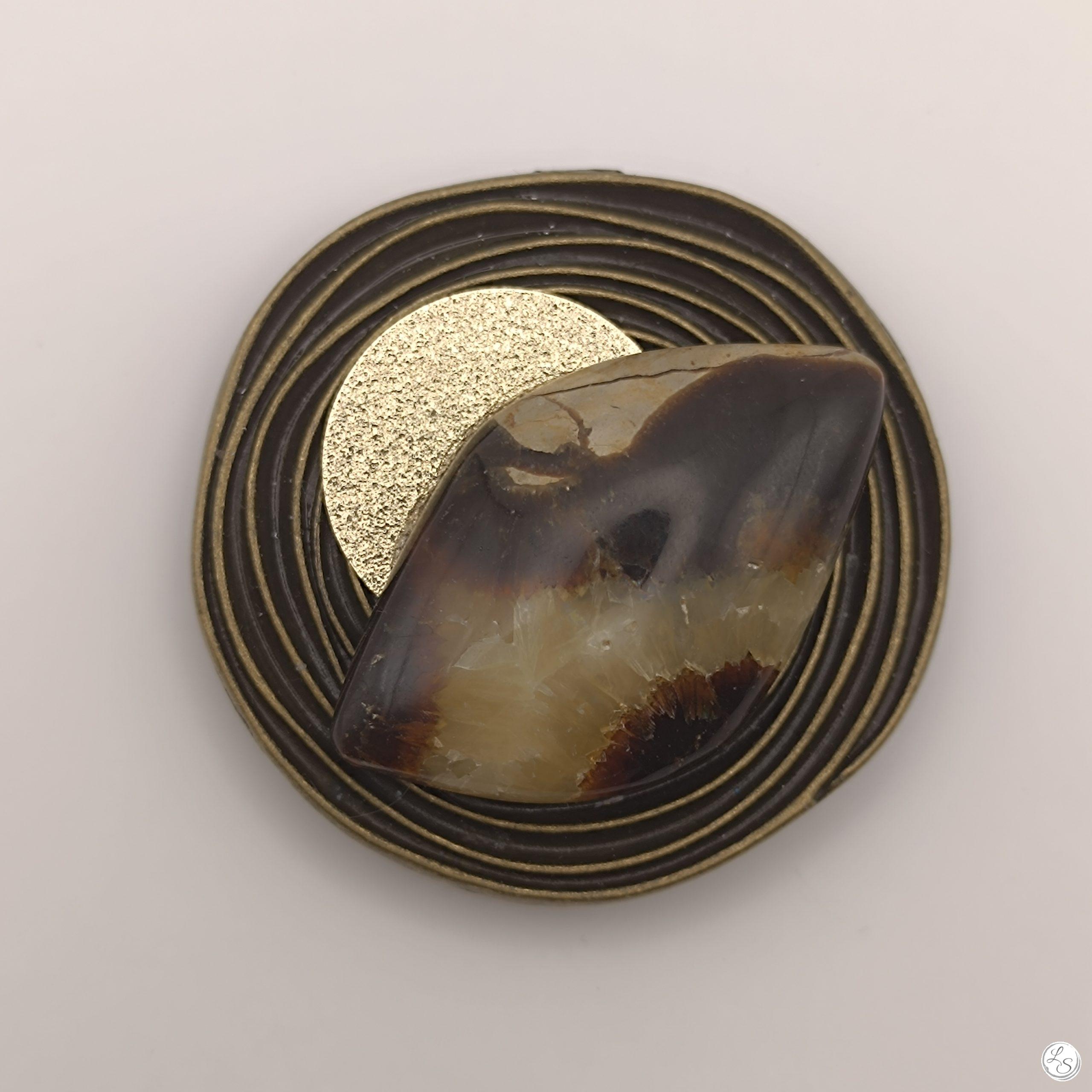 BROCHE AIMANTÉE CRÉATION UNIQUE "Septaria bronze" – Image 3