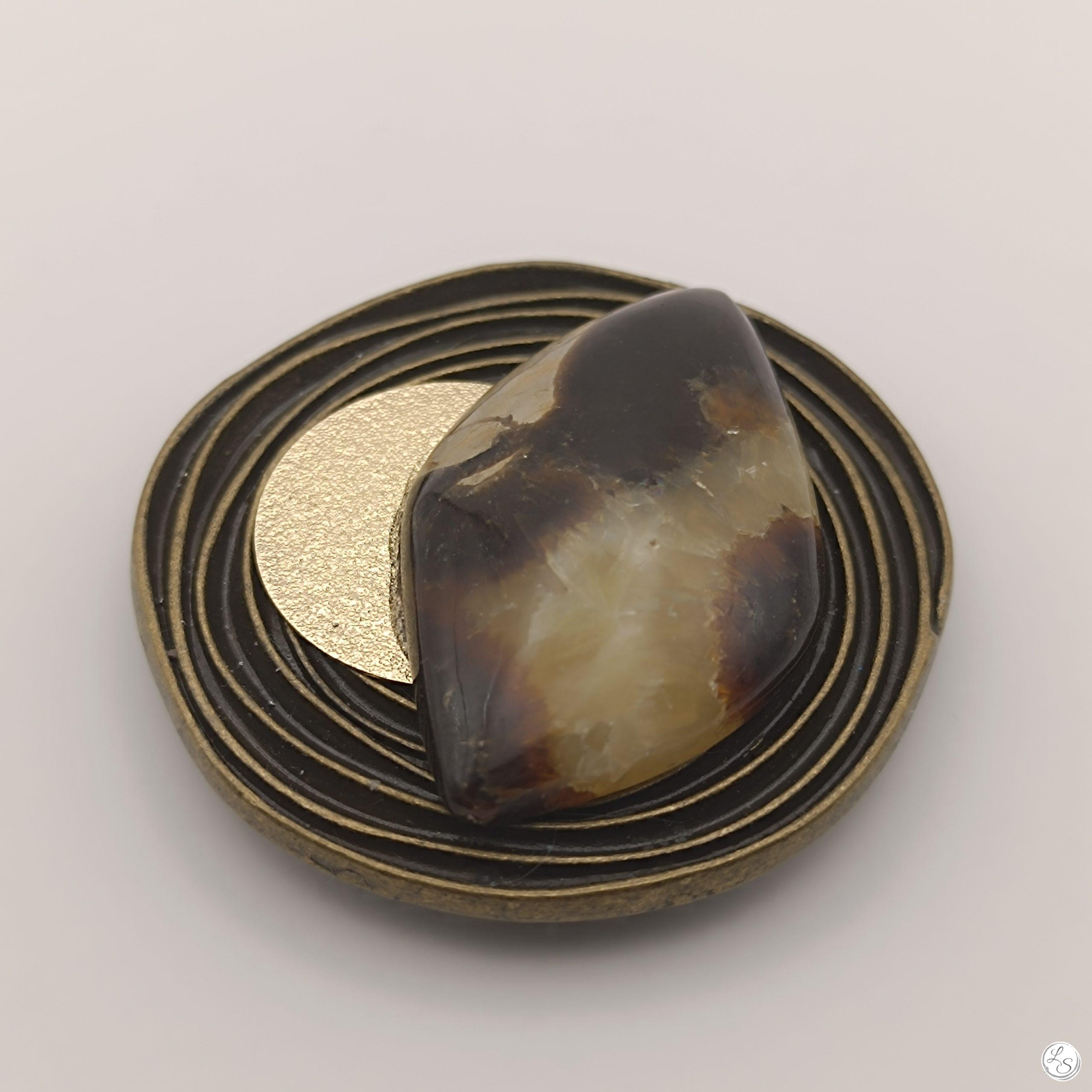BROCHE AIMANTÉE CRÉATION UNIQUE "Septaria bronze" – Image 4