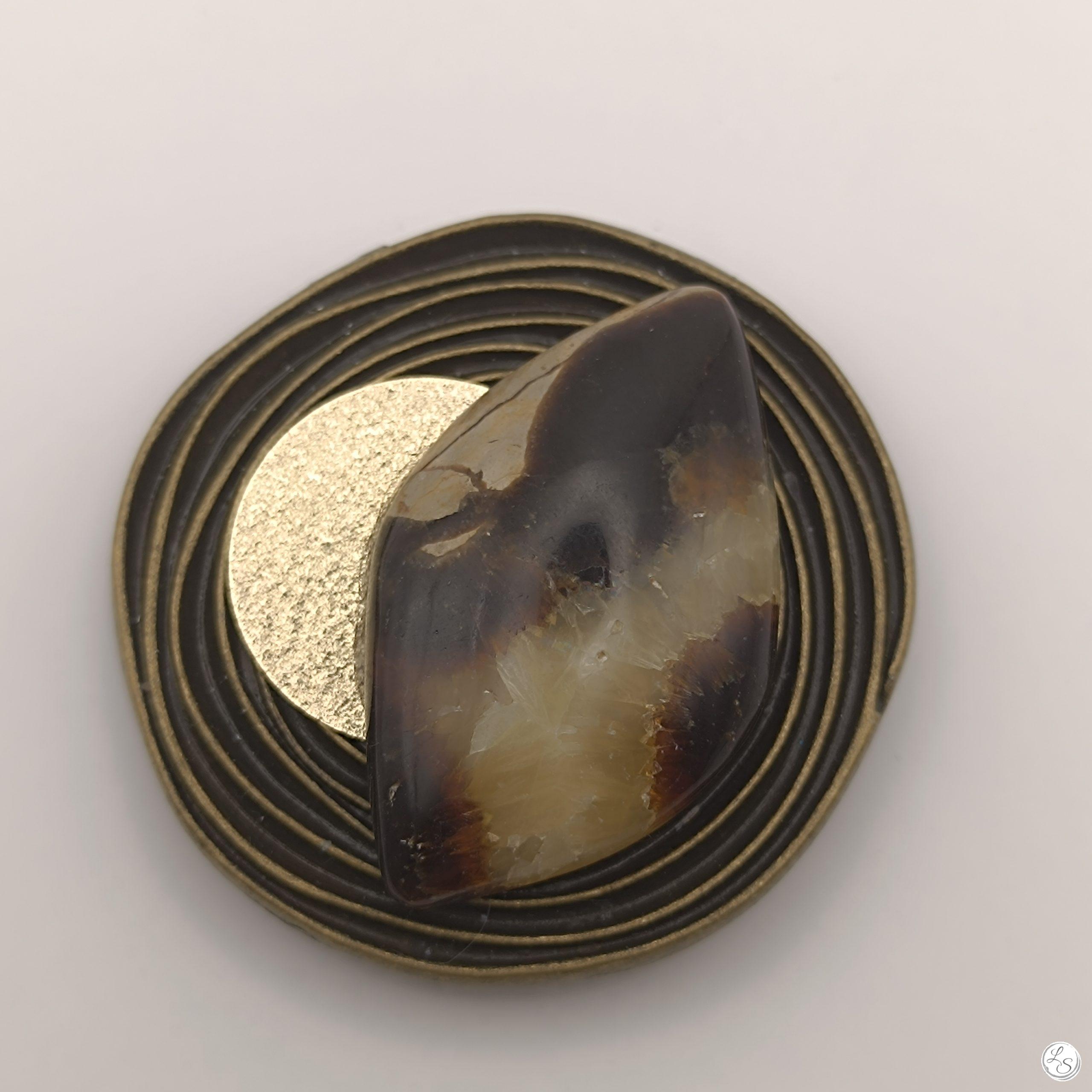 BROCHE AIMANTÉE CRÉATION UNIQUE "Septaria bronze" – Image 5