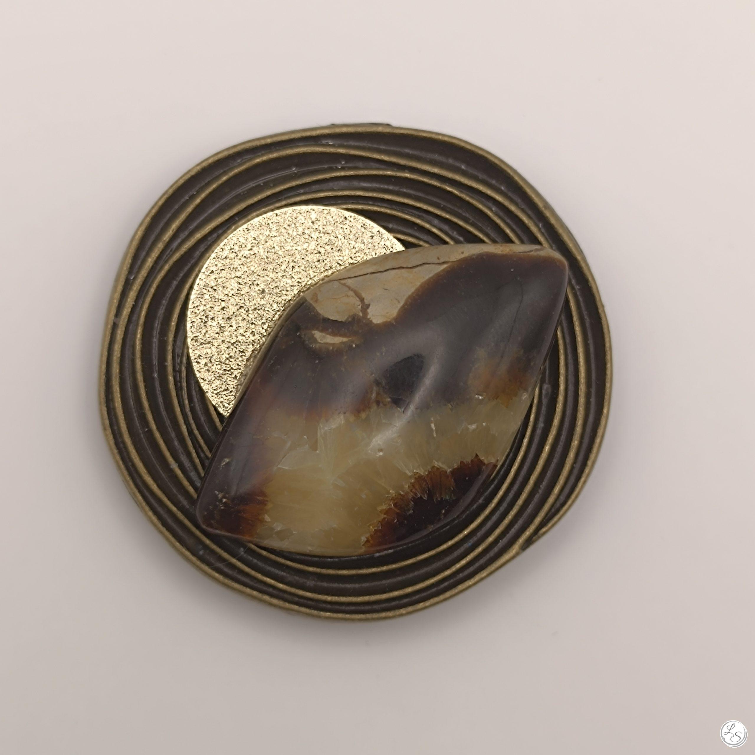 BROCHE AIMANTÉE CRÉATION UNIQUE "Septaria bronze" – Image 6