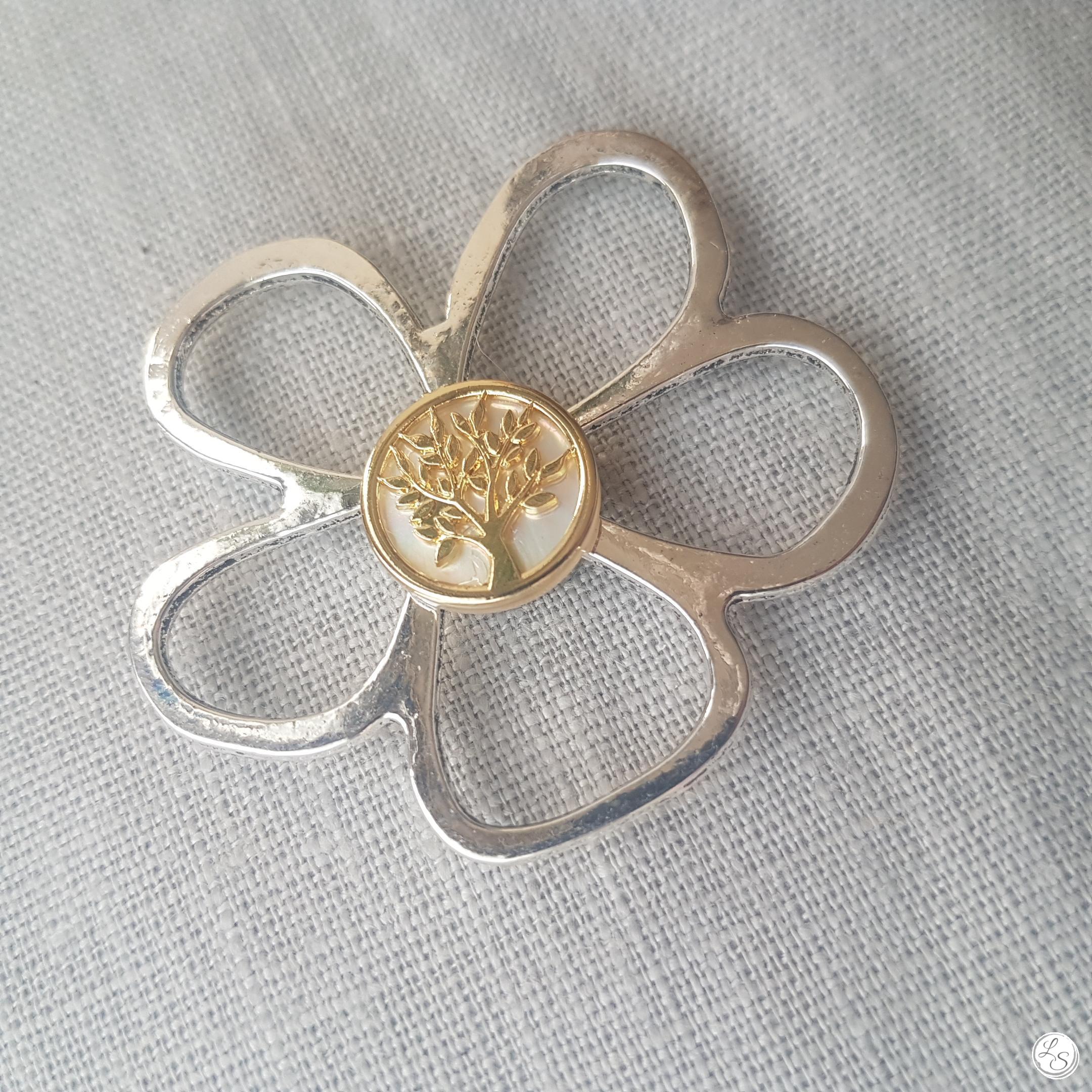 Broche aimantée "Porte lunettes fleur argent arbre de vie doré" – Image 2