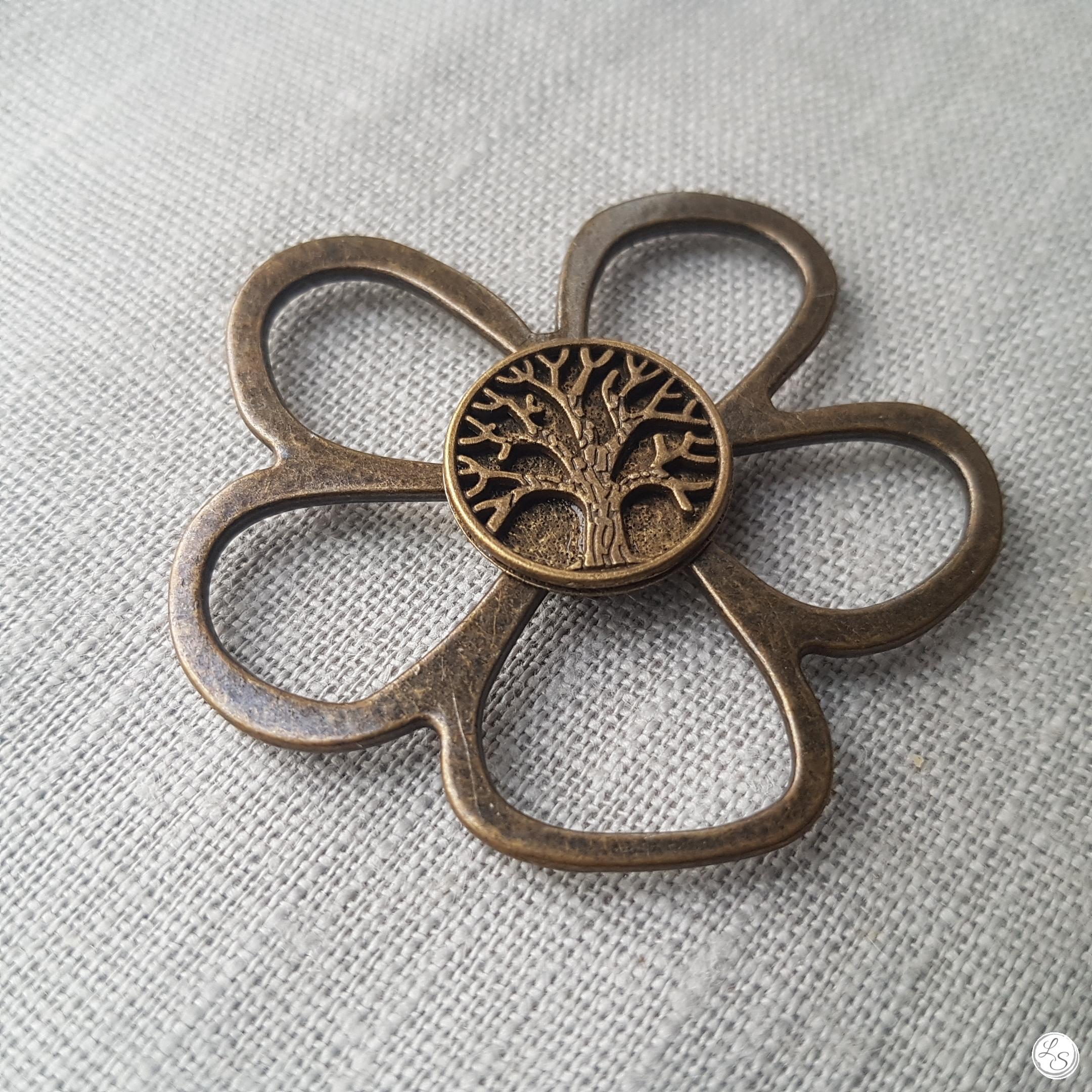 Broche aimantée "Porte lunettes fleur bronze arbre de vie" – Image 2
