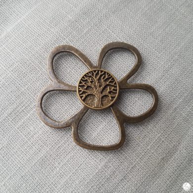 Broche aimantée "Porte lunettes fleur bronze arbre de vie"