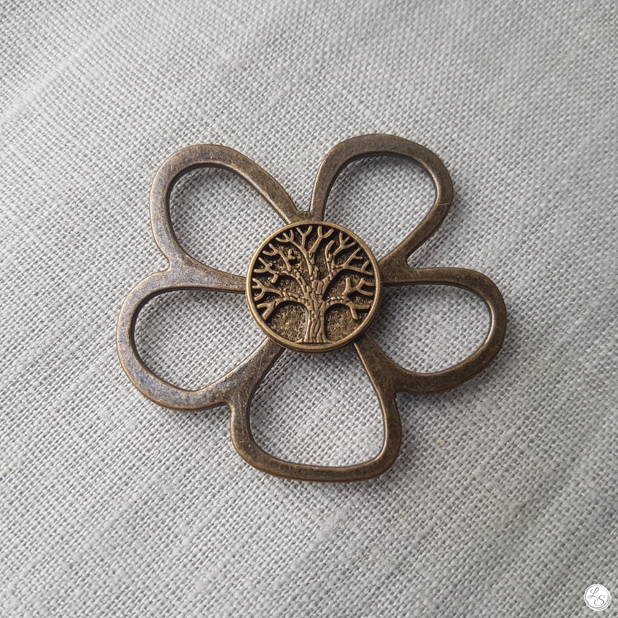 Broche aimantée "Porte lunettes fleur bronze arbre de vie"