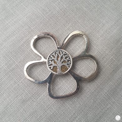 Broche aimantée "Porte lunettes fleur argent arbre de vie"