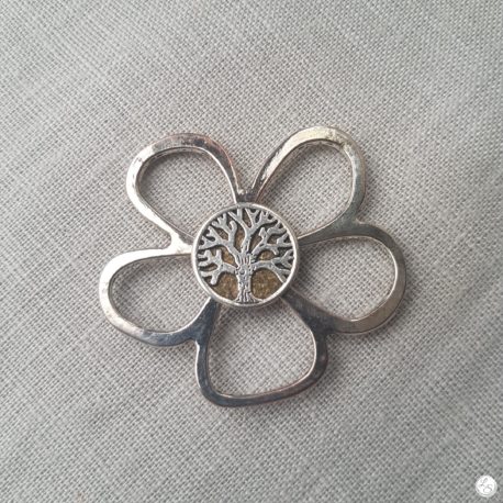 Broche aimantée "Porte lunettes fleur argent arbre de vie"