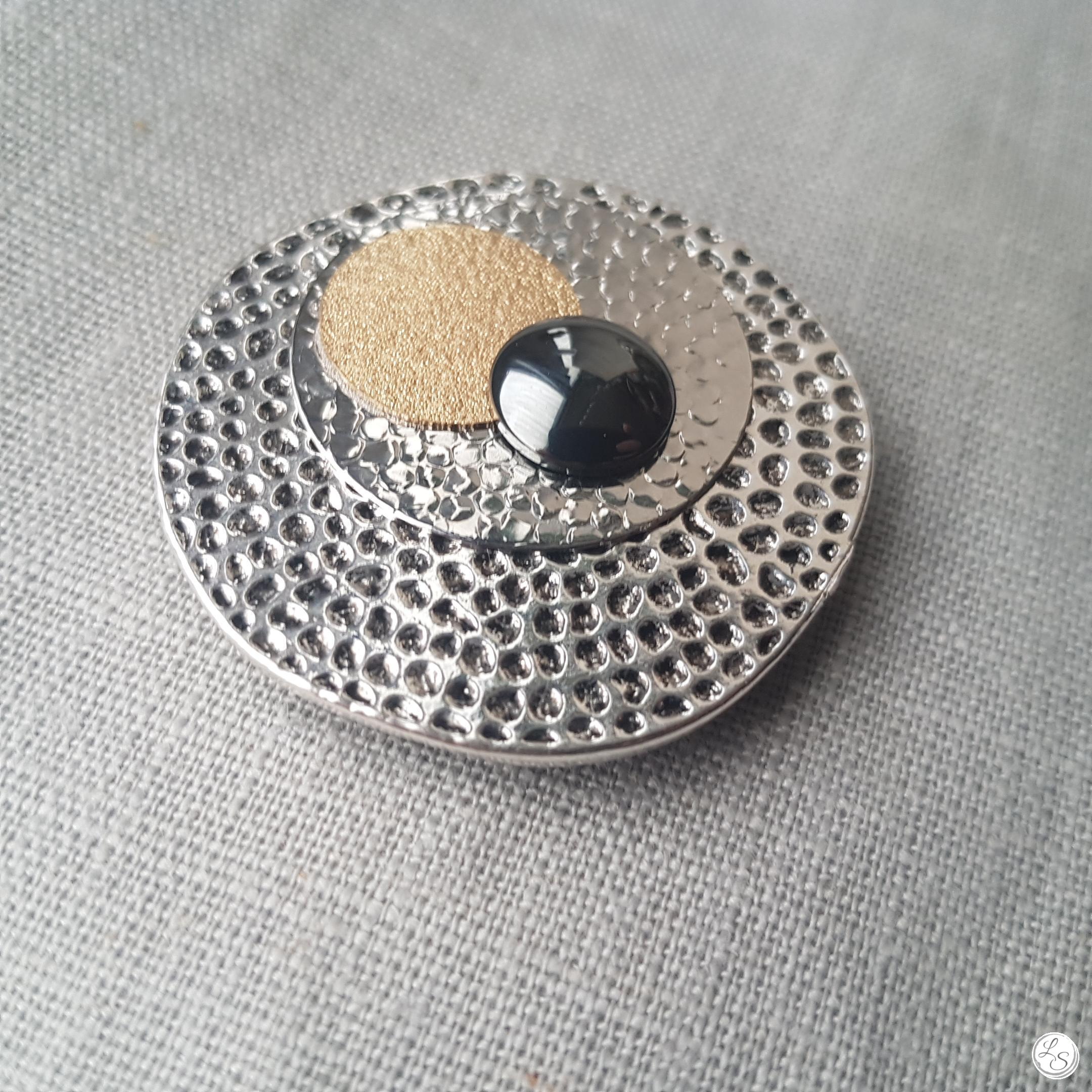 Broche aimantée "Superposition argent doré hématite"