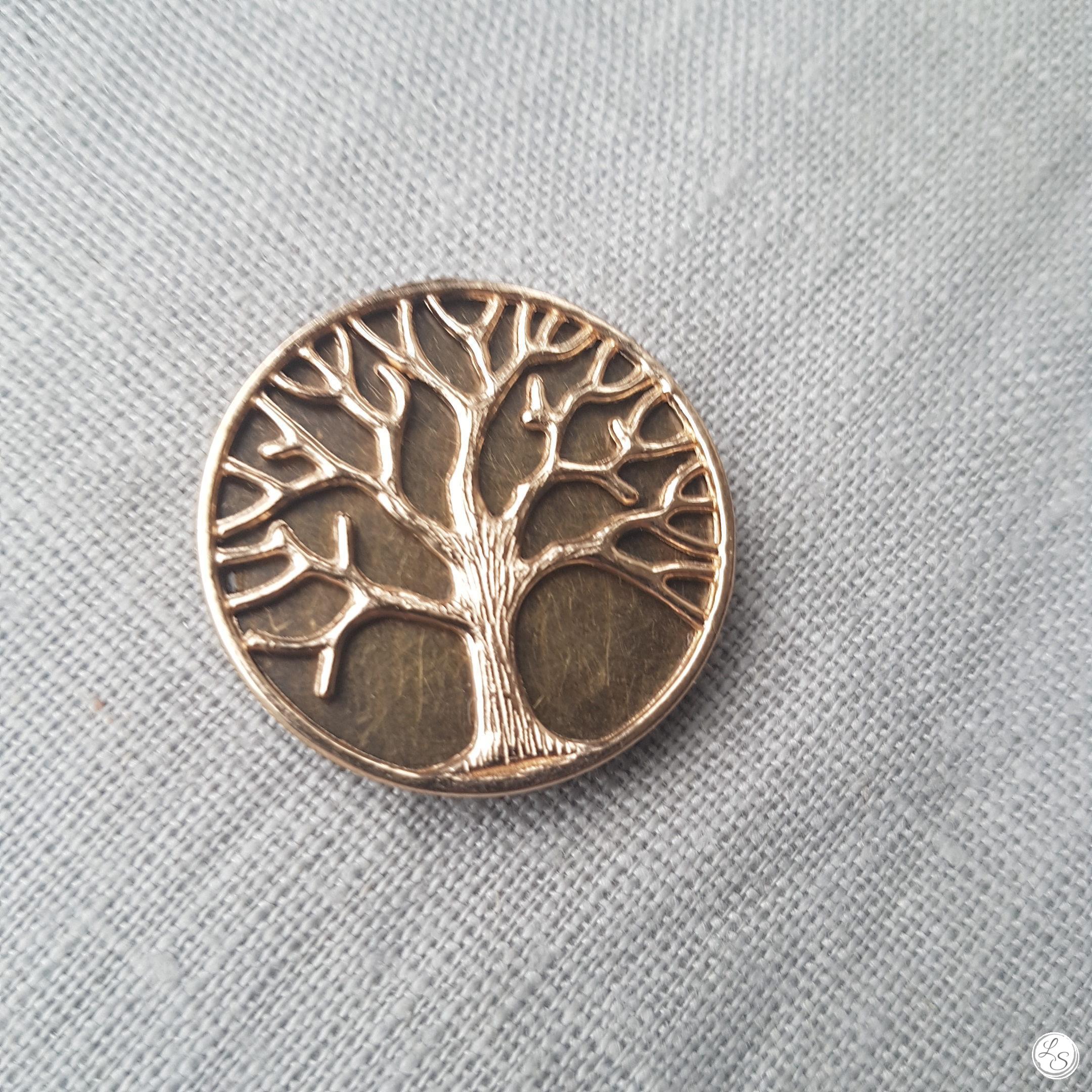 Broche aimantée "arbre de vie doré sur bronze"