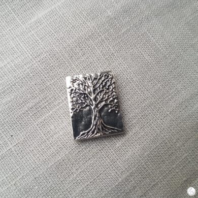 Broche aimantée "Arbre de vie argenté rectangle"