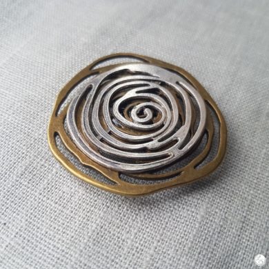 Broche aimantée "duo spirale argenté bronze"