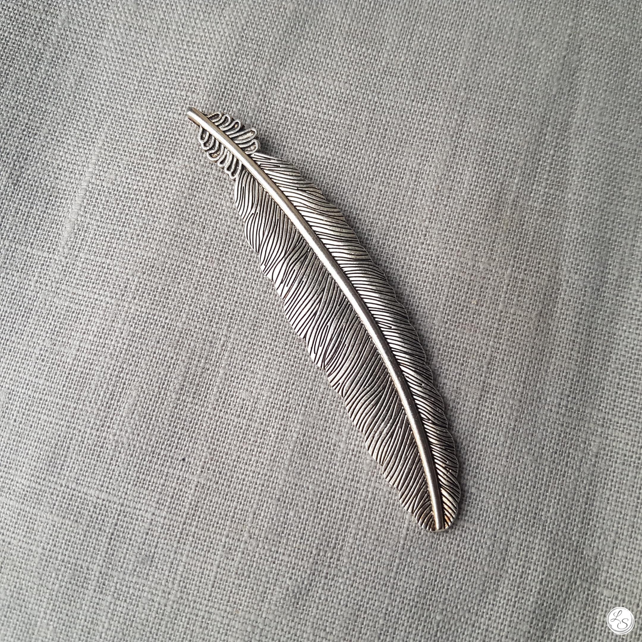 Broche aimantée "Grande plume argent" – Image 2