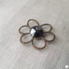 Broche aimantée "fleur bronze hématite"