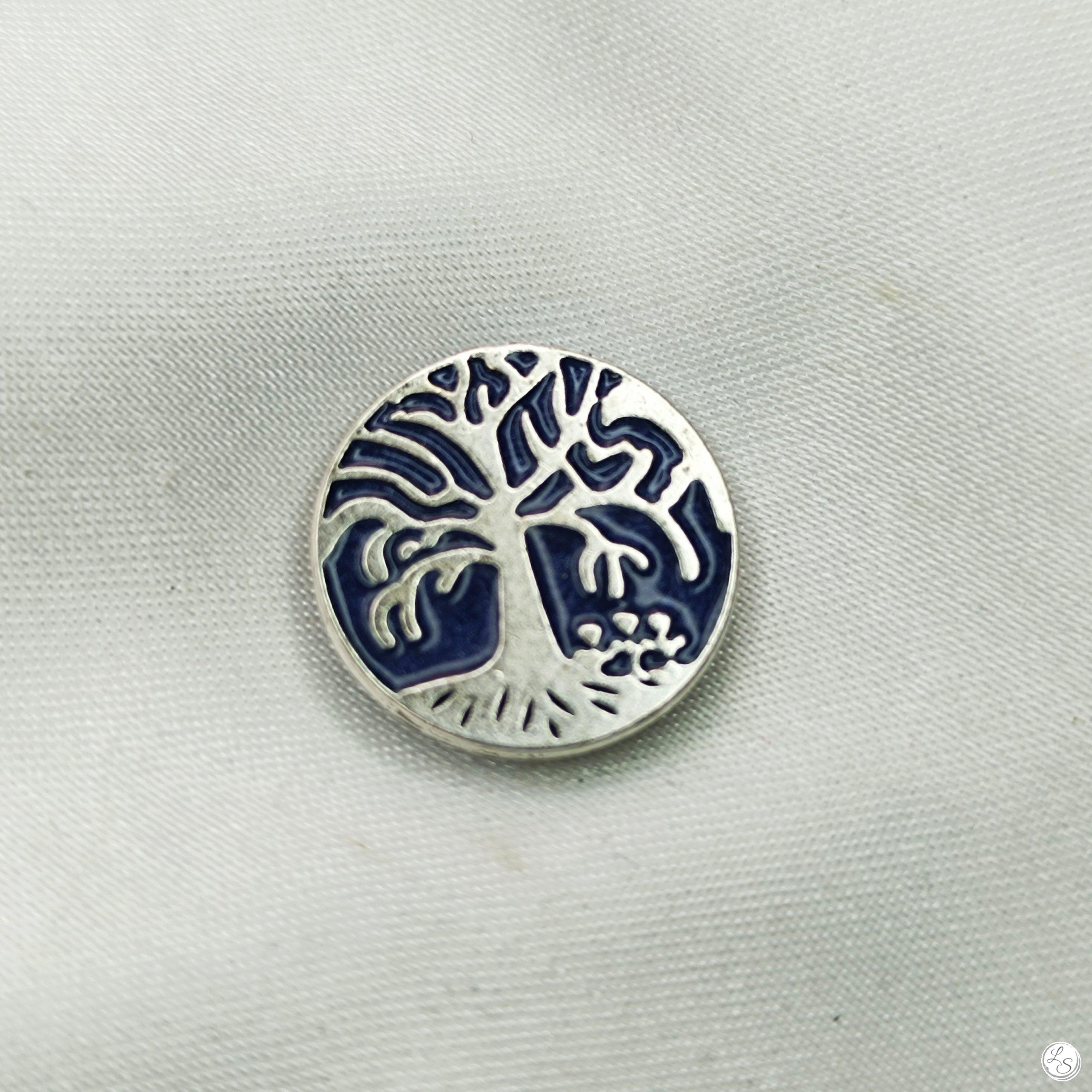 Broche aimantée "Arbre de vie bleu émail"
