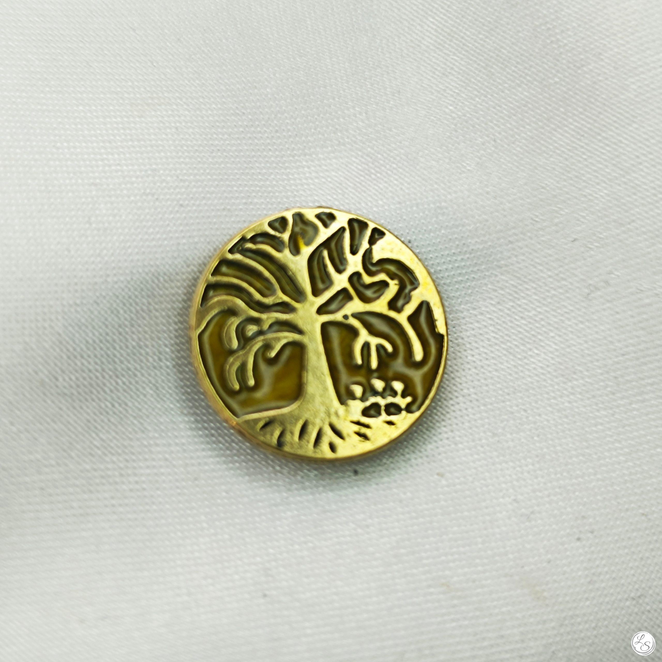 Broche aimantée "Arbre de vie doré émail"