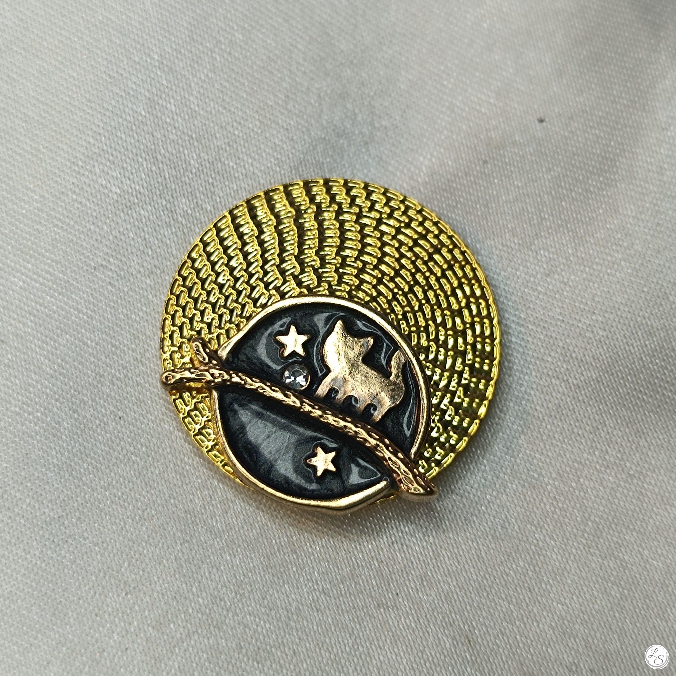 Accroche clés aimanté pour sac "Chat doré "