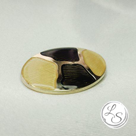 Broche aimantée "Ovale émaillé doré marron "