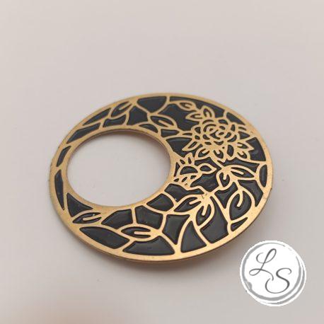 Broche aimantée "Porte lunettes aimantés doré noir fleurs" – Image 3
