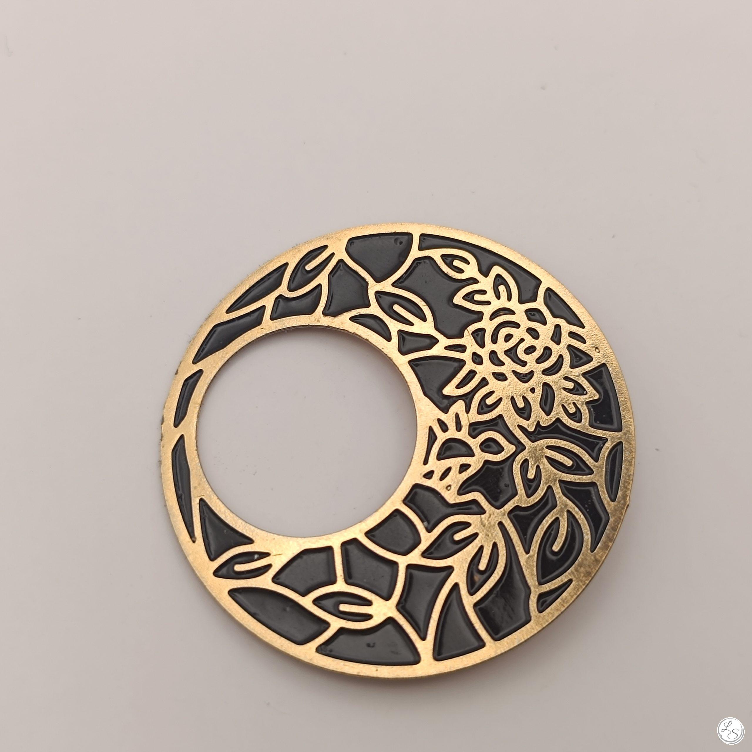 Broche aimantée "Porte lunettes aimantés doré noir fleurs" – Image 4