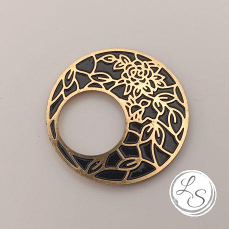 Broche aimantée "Porte lunettes aimantés doré noir fleurs" – Image 2