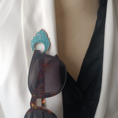 Broche aimantée "Porte lunettes aimantés Cuivre Bleu Imitation Turquoise"