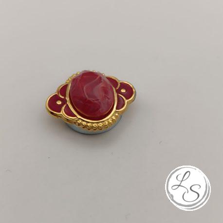 Broche aimantée "Ovale doré rouge"