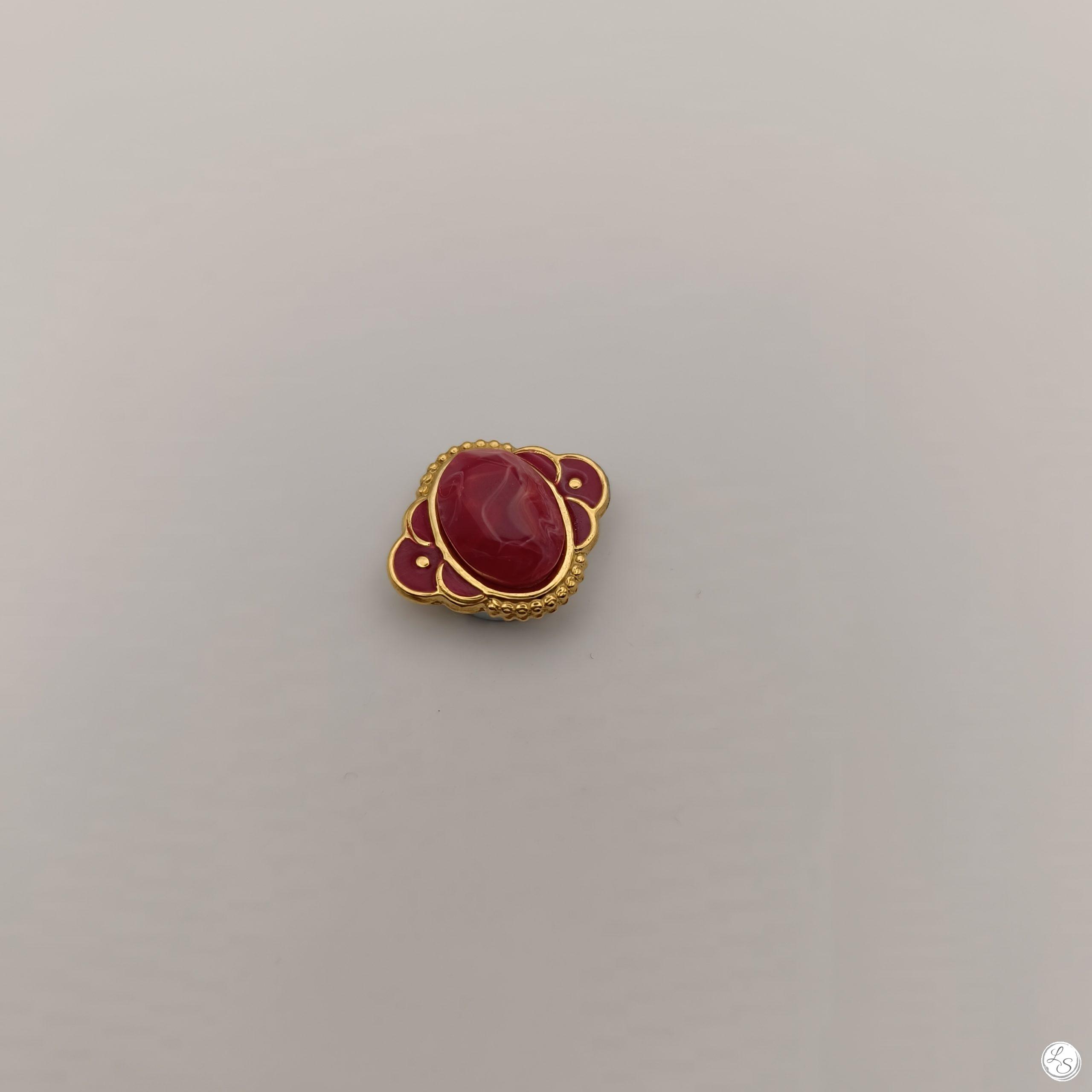 Broche aimantée "Ovale doré rouge" – Image 2