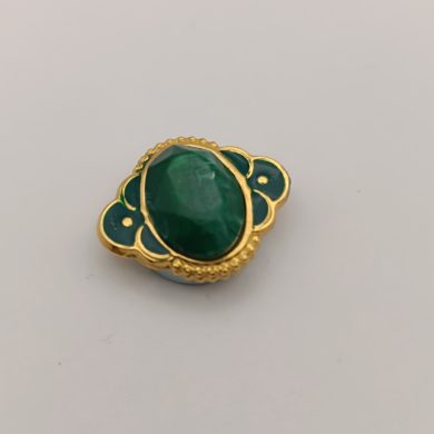 Broche aimantée "Ovale doré vert"