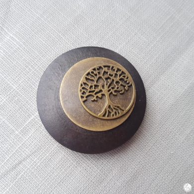 Broche aimantée "Arbre de vie bronze sur bronze et bois"