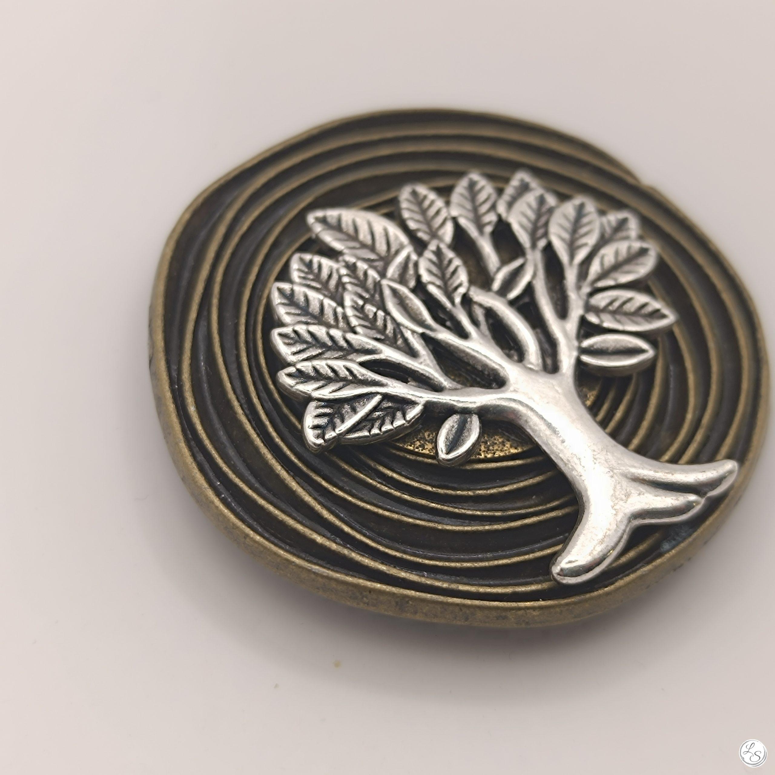 Broche aimantée "Arbre de vie argenté sur bronze " – Image 3