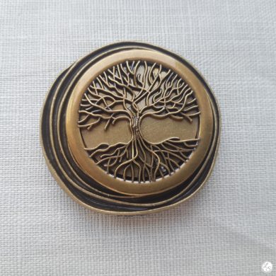 Broche aimantée "Arbre de vie bronze sur médaillon bronze"