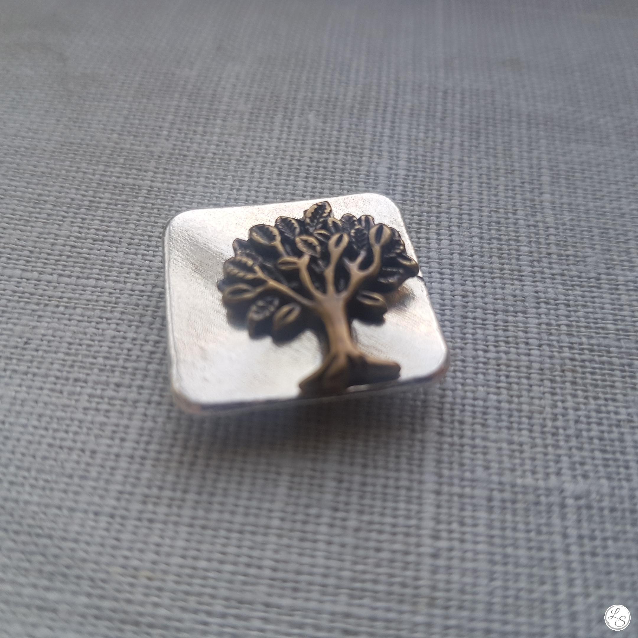 Broche aimantée "Carré arbre de vie bronze" – Image 3