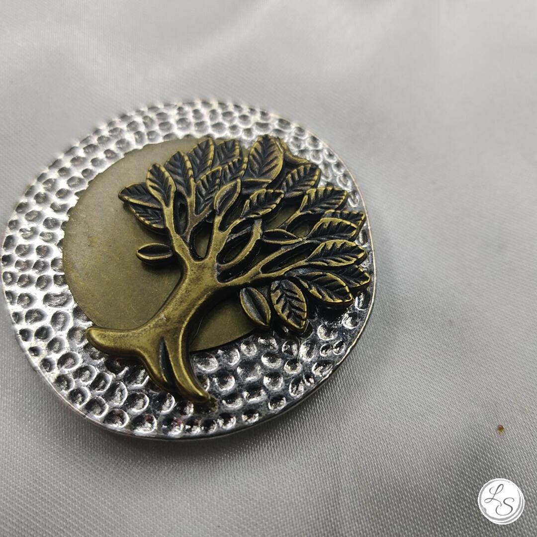 Broche aimantée "Arbre bronze sur argenté bronze "