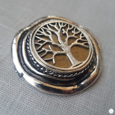 Broche aimantée "Arbre de vie sur bronze argenté vintage"