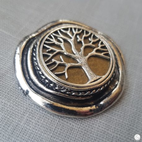 Broche aimantée "Arbre de vie sur bronze argenté vintage"