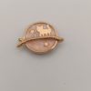 Broche aimantée "Chat doré sur fond rose"