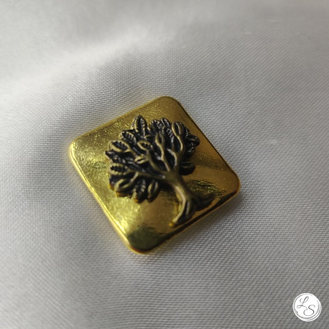 Broche aimantée "Carré or et son arbre de vie bronze" – Image 3